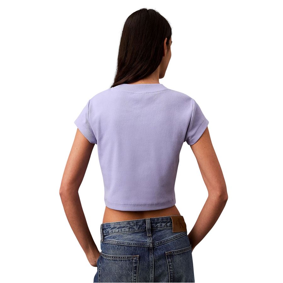 T-shirt corta slim con monogramma da donna Calvin Klein | LV047AB802VHP